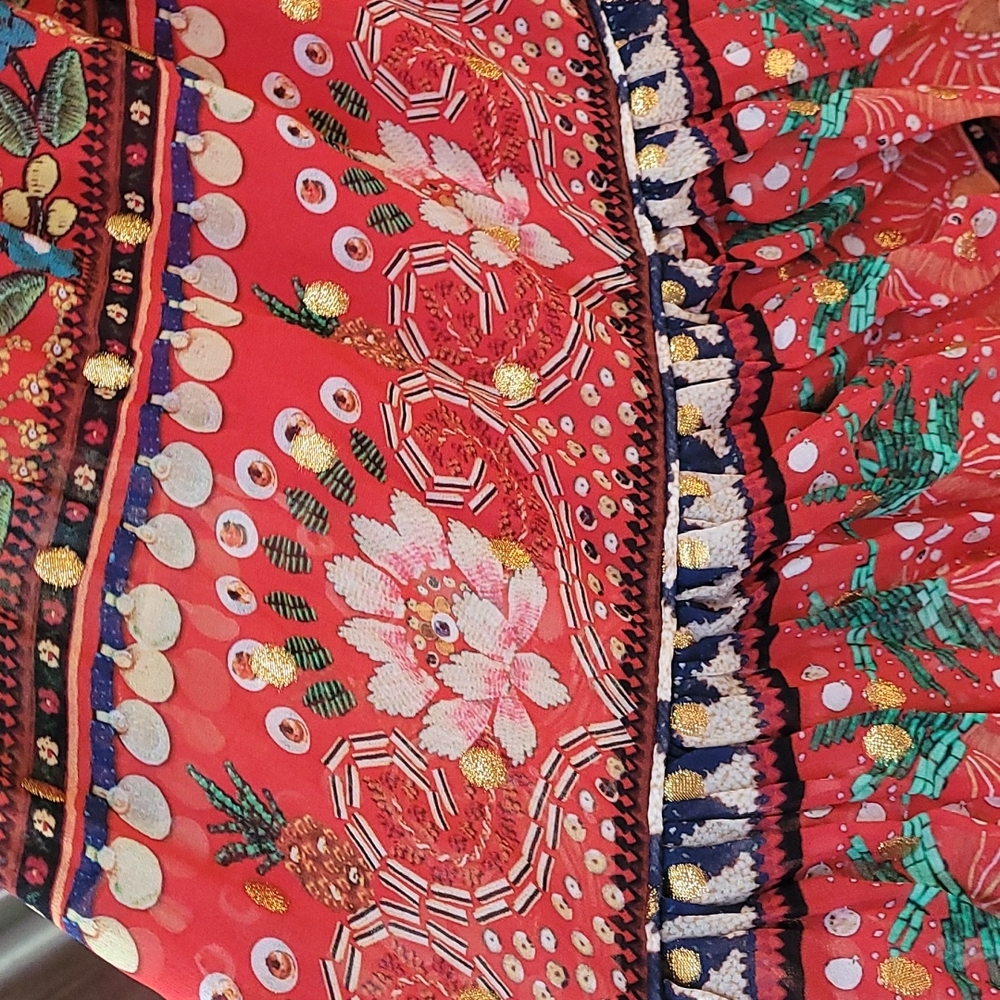 NWT Farm Rio Tropical Shine Dress In Red - Picture 11 of 16